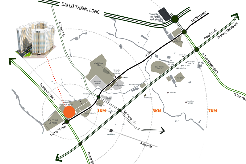 vị trí chung cư Xuân Mai Complex Dương Nội